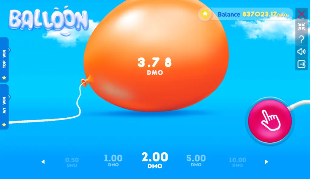 Ronda del juego Balloon dentro de un casino online